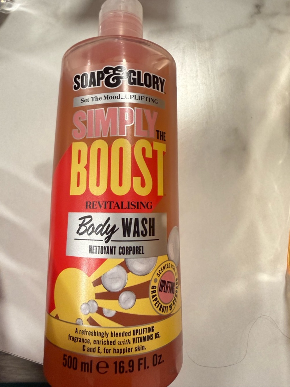 Soap & Glory Boost Revitalising Body Wash - Pink, Yellow